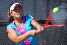 OaksClubUSTA1 Shots of Irina Falconi, Grace Min (PHOTO CREDIT:Tim Hartis)